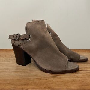 Frye Dani Brown Leather Shield Sling Open Toe Sandals Shoes Heels Women’s Sz 10